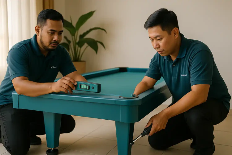 pool table leveling setup